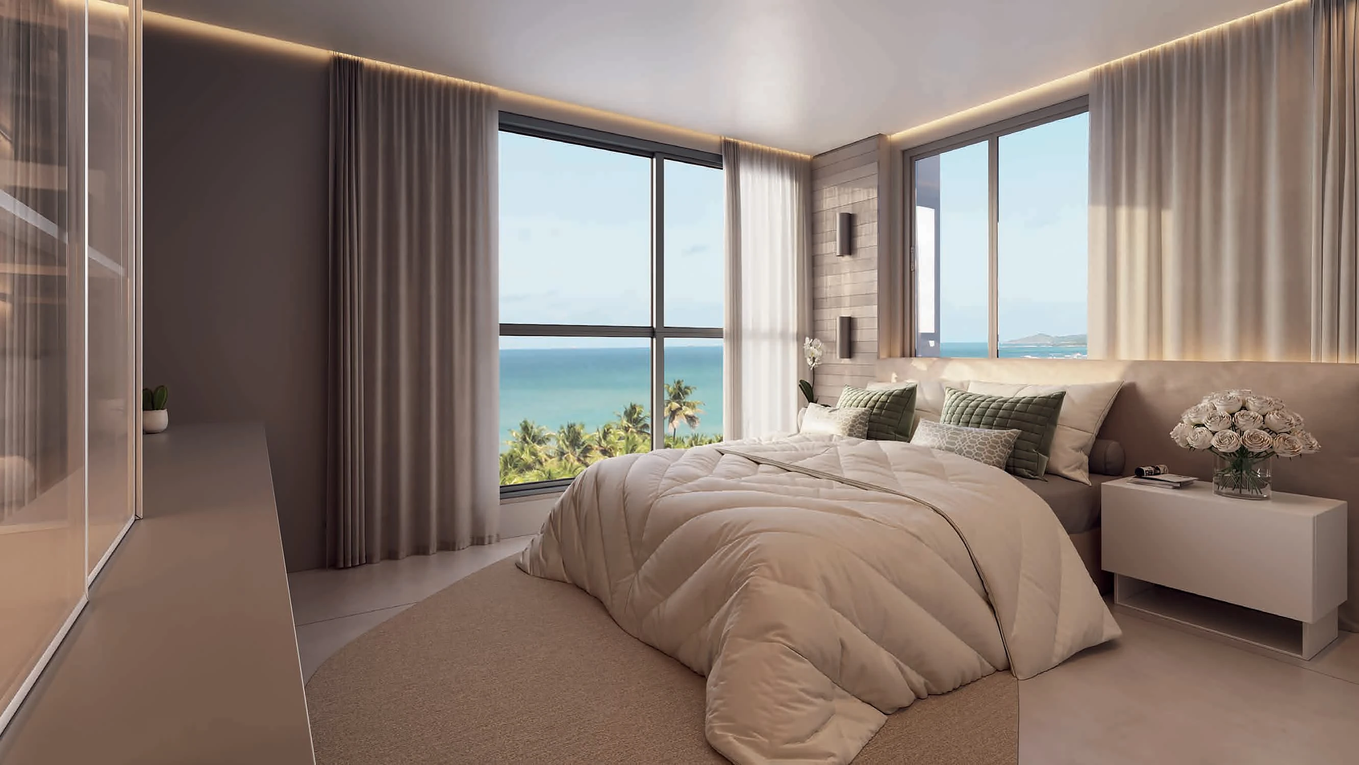 Suíte master do apartamento de 124 m²